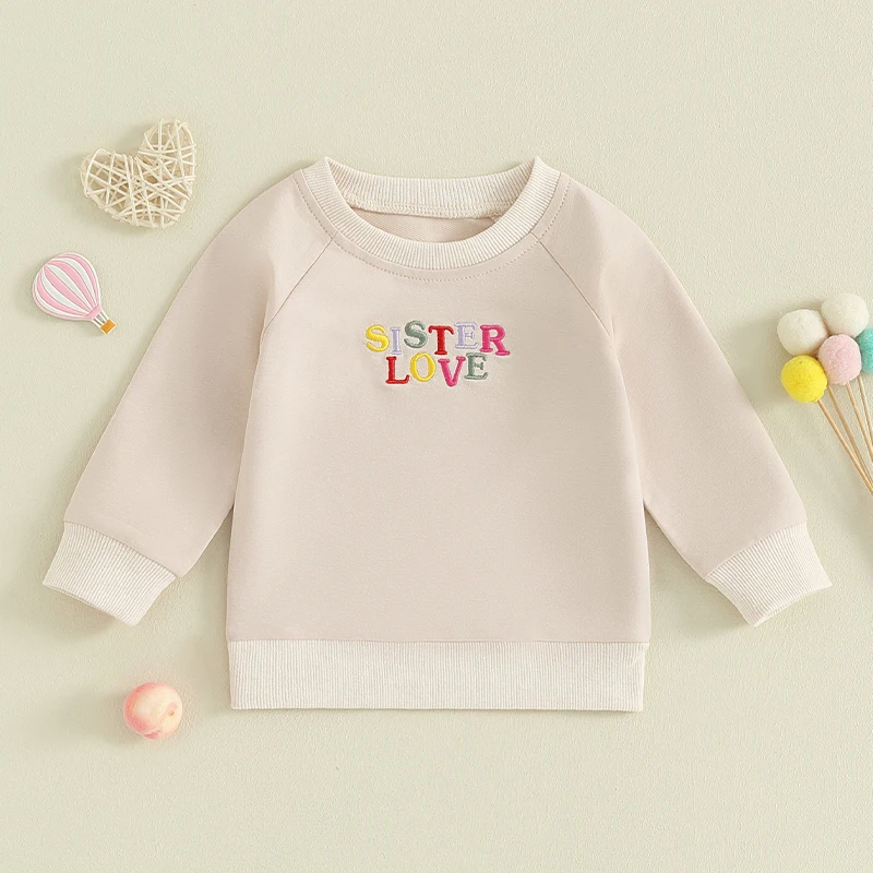 

Baby Boys Girls Sweatshirts Colorful Letter Patchwork Long Sleeve Round Neck Tops Pullovers