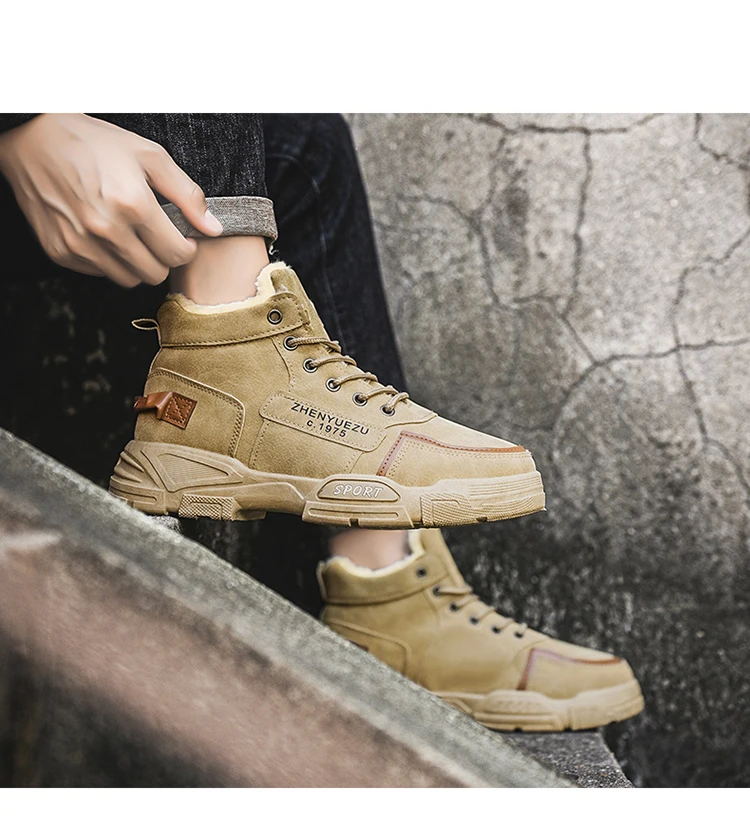 Herren-Schneestiefel, mit Fleece gefüttert für Wärme, verschleißfest und rutschfest, leicht und atmungsaktiv, weich und bequem, trendig und lässig, geeignet für Outdoor-Aktivitäten, Arbeit und Pendeln im Herbst und Winter. – Detail 10