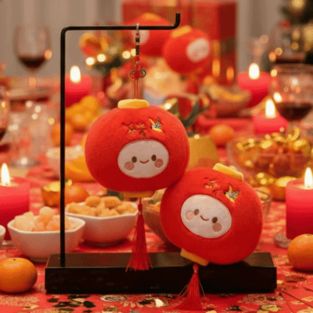 

Chinese Style Red Lantern Doll Pendant Stuffed Plush Good Luck New Year Hanging Decor Funny Household Spring Festival Ornament