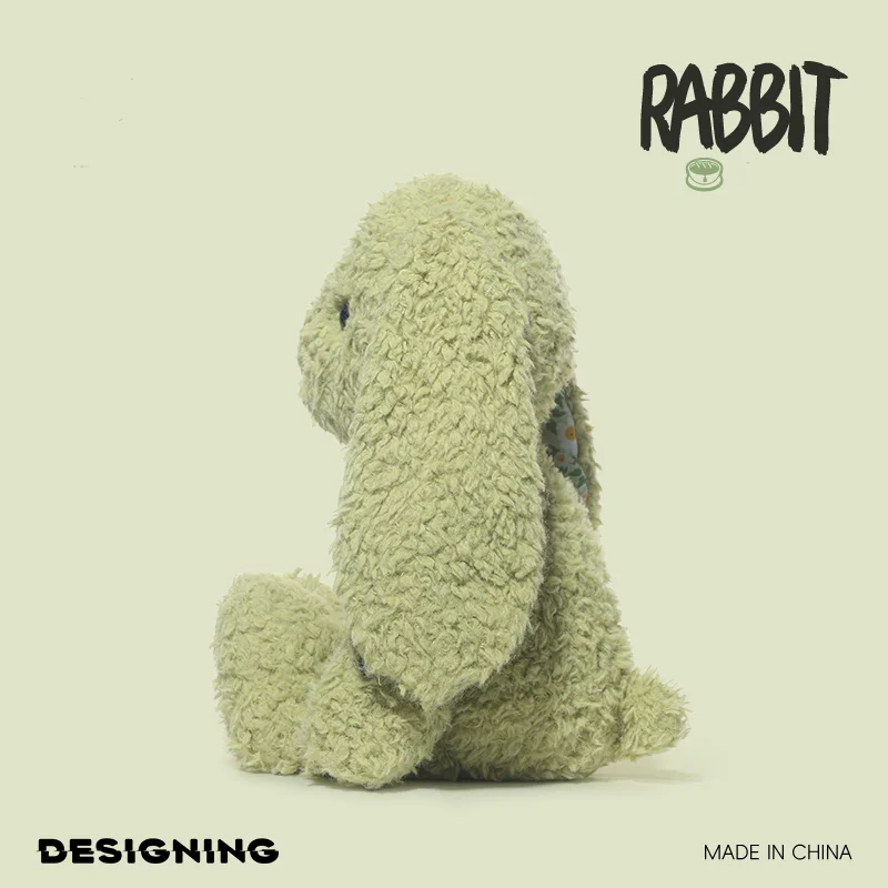 38CM Pastoral Style Hanging ear Rabbit Plush toy With Soft PP Cotton Filling Cute Green Rabbit as a Companion Toy For Children