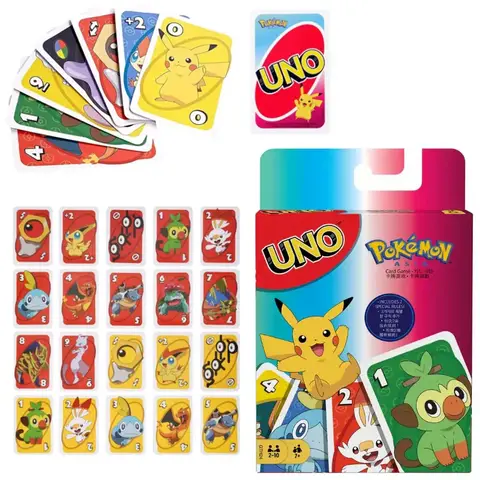 2025 UNO FLIP! Pokemon Gioco da tavolo Anime Cartoon Pikachu Figura Modello Famiglia Divertente Intrattenimento Uno Giochi di carte Regalo di Natale