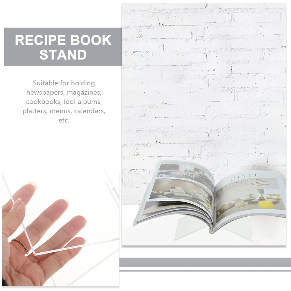 

Sturdy Acrylic Book Stand for Reading Recipe Cookbooks Kitchen Display Rack Household Restaurant Use Strong Anti-Fall