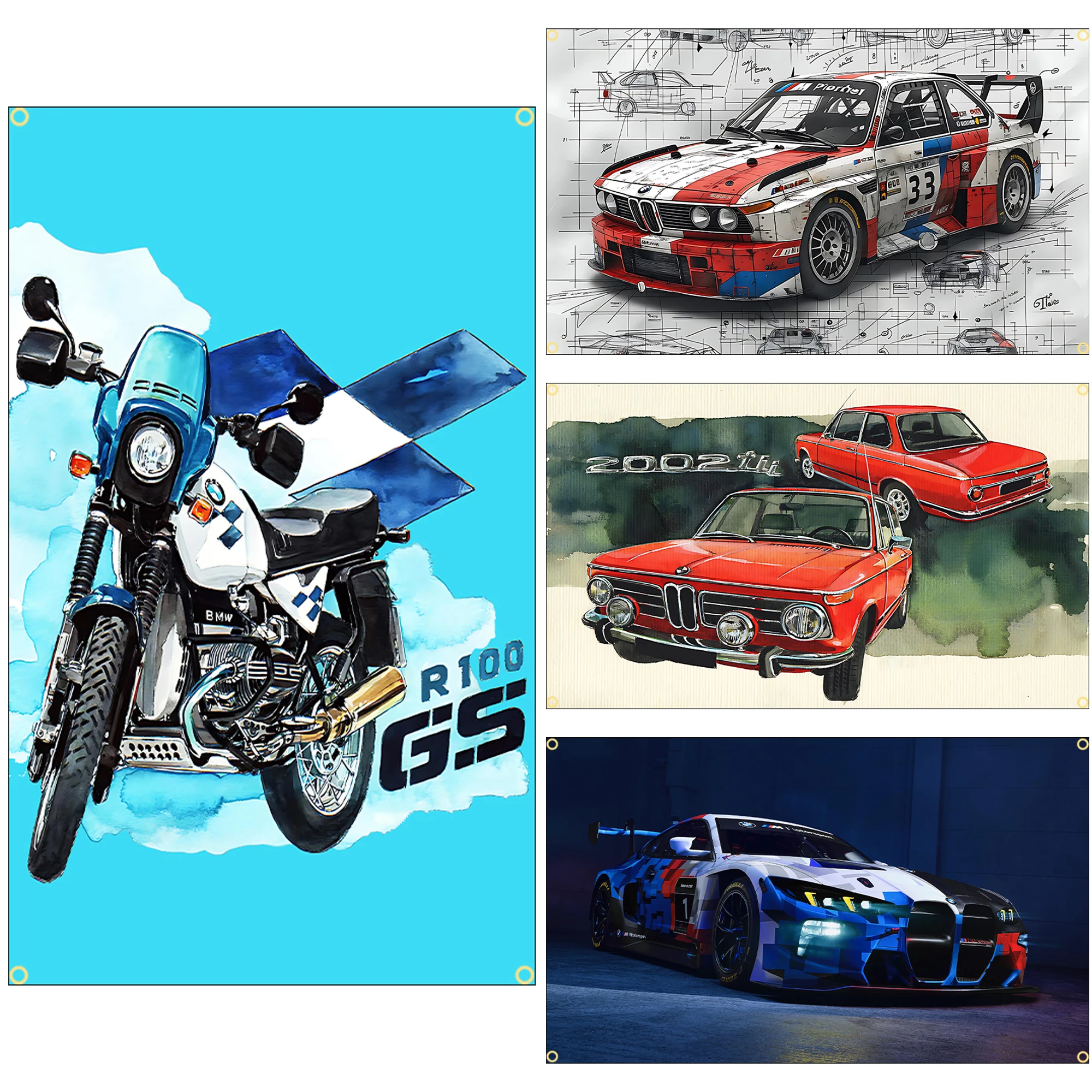 M Rennwagen-GT3-Flagge, bedrucktes Polyester-Autoposter – 60 x 90 cm/90 x 150 cm Banner für Raum- und Außendekoration