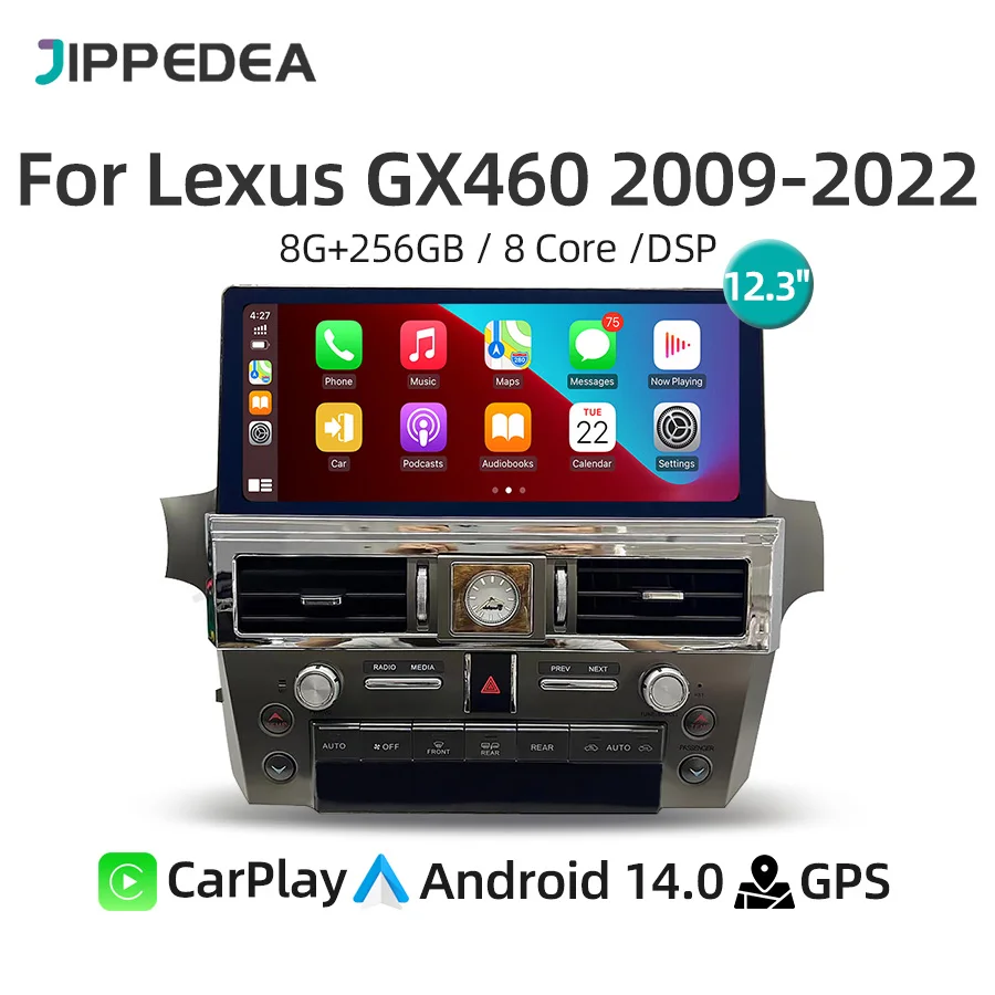 QLED Android 14 Car Radio For Lexus GX GX460 2009-2022 CarPlay GPS Navigation 4G WiFi Bluetooth DSP Stereo Car Multimedia Player