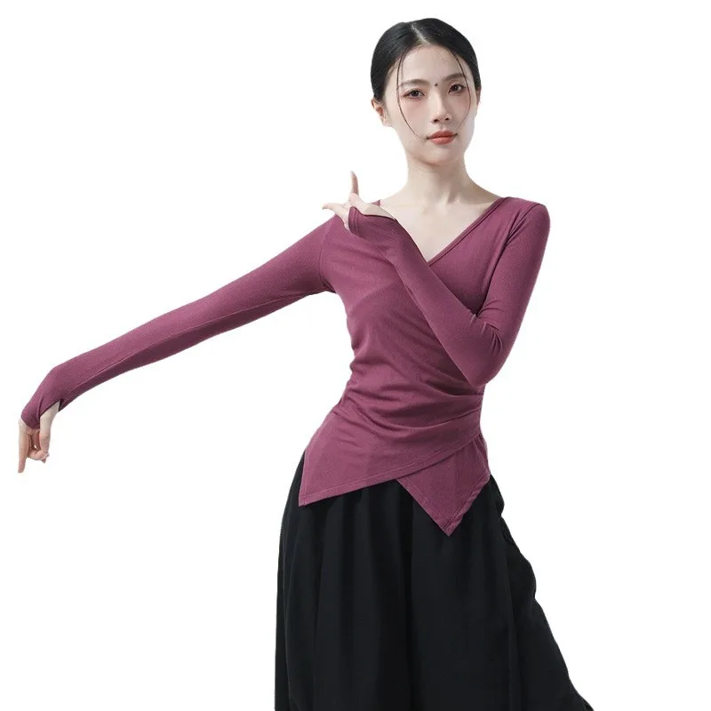 Abiti per la pratica della danza del corpo, top, abiti da danza moderna da donna, abiti da danza classica, cinesi professionali neri