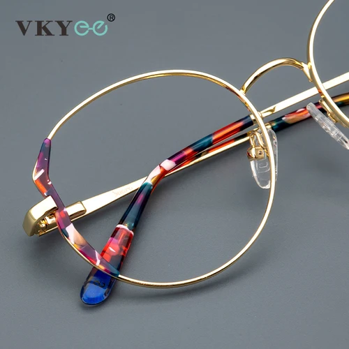 Imagen 2 del producto VICKY, gafas de lectura redondas de acetato de Metal para mujer, montura de alta calidad para miopía, hipermetropía, gafas graduadas Retro SR7355