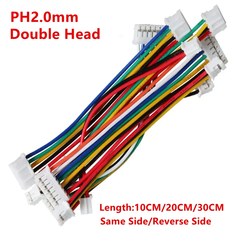 10Pcs/lot PH2.0 Electronic Wire PH 2.0mm Double Head Terminal Wire 10cm/20cm/30cm Cable 26awg Same side / Reverse side Connector