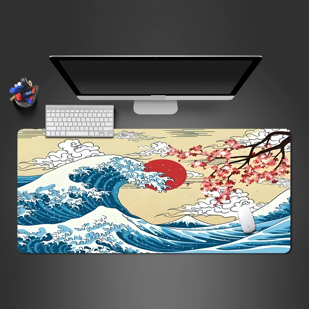 

Large Wave Mouse Pad Pc Gamer Accessories Accessory Office Notebook Carpet Extended Pad Playmat Table Cushion Gaming Rubber Mat