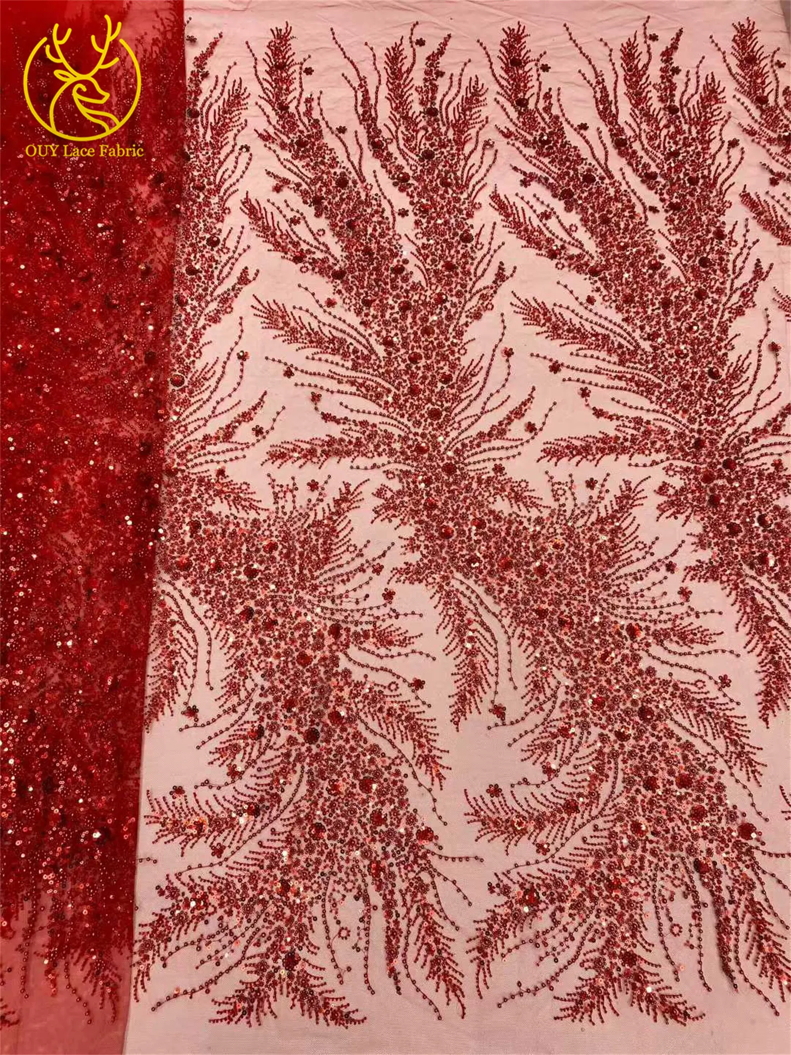 2026 Luxuriöser, zarter Netzstoff mit Perlenstickerei, 5 Yards, eleganter, hochwertiger afrikanischer Spitzenstoff für Hochzeits- und Abendkleider zum Nähen – Detail 11