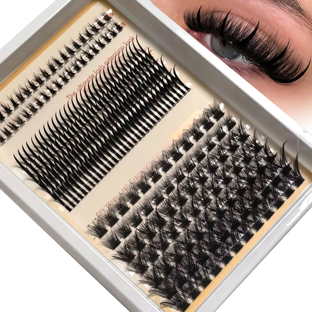 HBZGTLAD DIY 5D Fluffy Three Mixed Eyelash Clusters D Curling Wispy Personal Eyelash