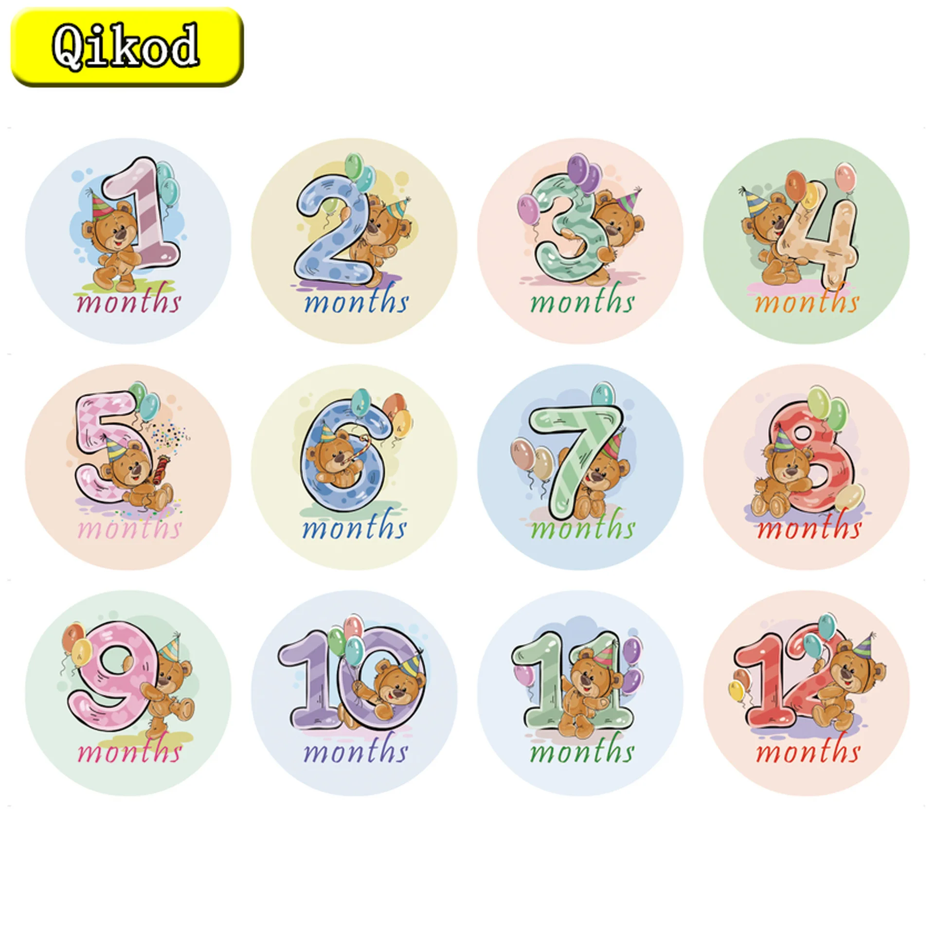 12Pcs Month Sticker Milestone Cards Baby Gift Set Baby Age Cards - Baby Milestone Cards, Baby Photo Cards - Newborn Photo