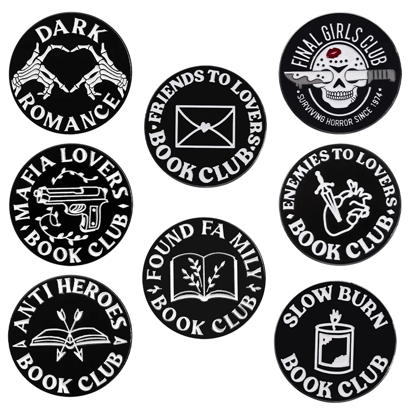 الظلام الرومانسية المينا دبوس أعداء لعشاق كتاب نادي حرقها البطيء دبابيس التلبيب على ظهره شارة الشرير القراءة مجوهرات اكسسوارات #1