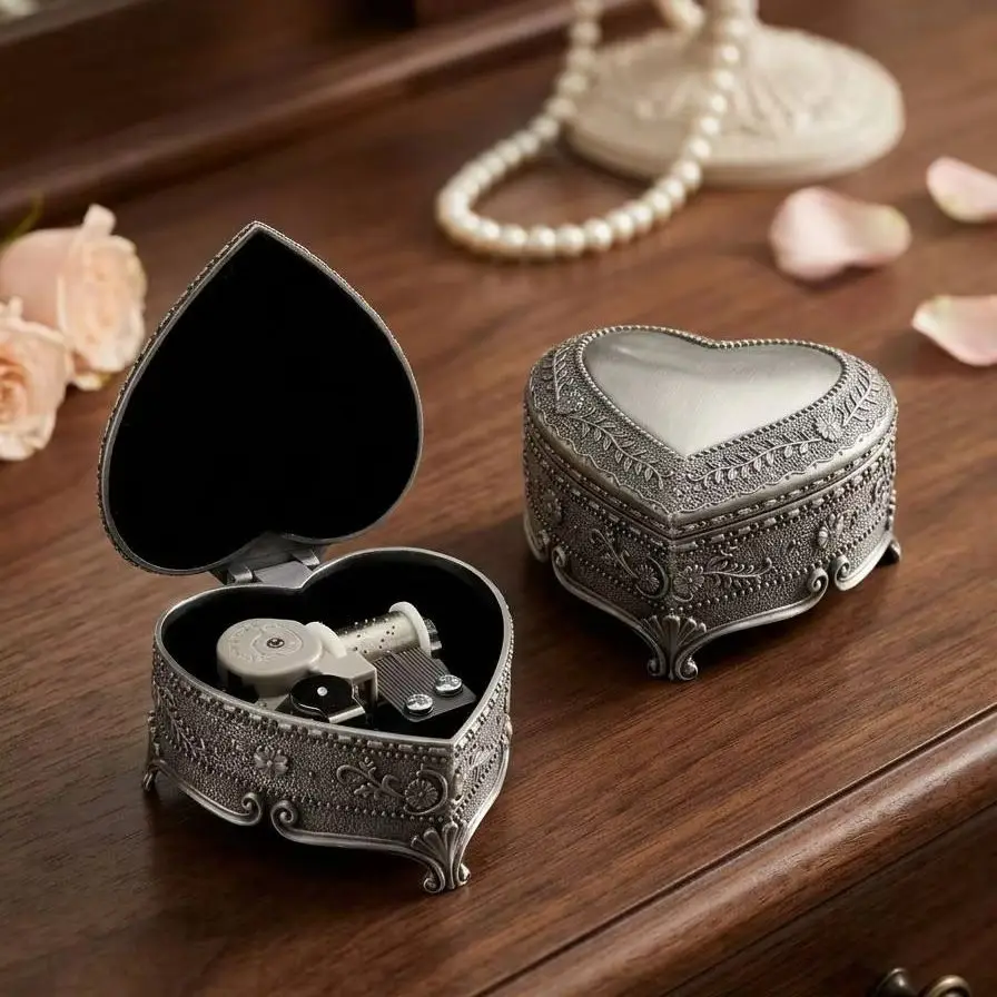 ROSIKING Emboss Alloy Metal Music Box Wind Up and Golden Movement You Are My Sunshine For Frends Girl and Children Birthday Gift