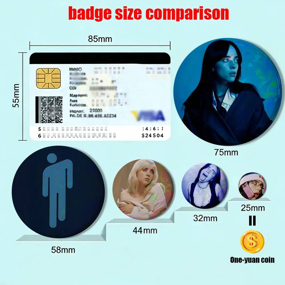 HIT ME HARD AND SOFT Billie Eilish Badges Badges On Backpack Jacket Cartoon Round Brooches  Acrylic Button Pins Collection Gifts