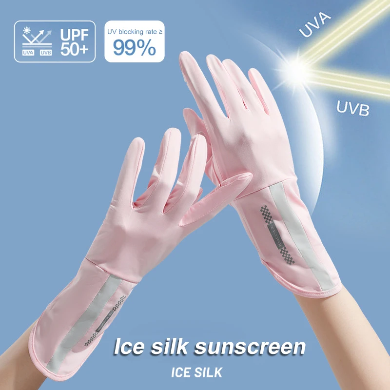 Sunscreen Gloves Long Section Quick-Drying Ice Silk Anti-Ultraviolet Thin Section Outdoor Flip-Top Touch Screen Gloves Summer