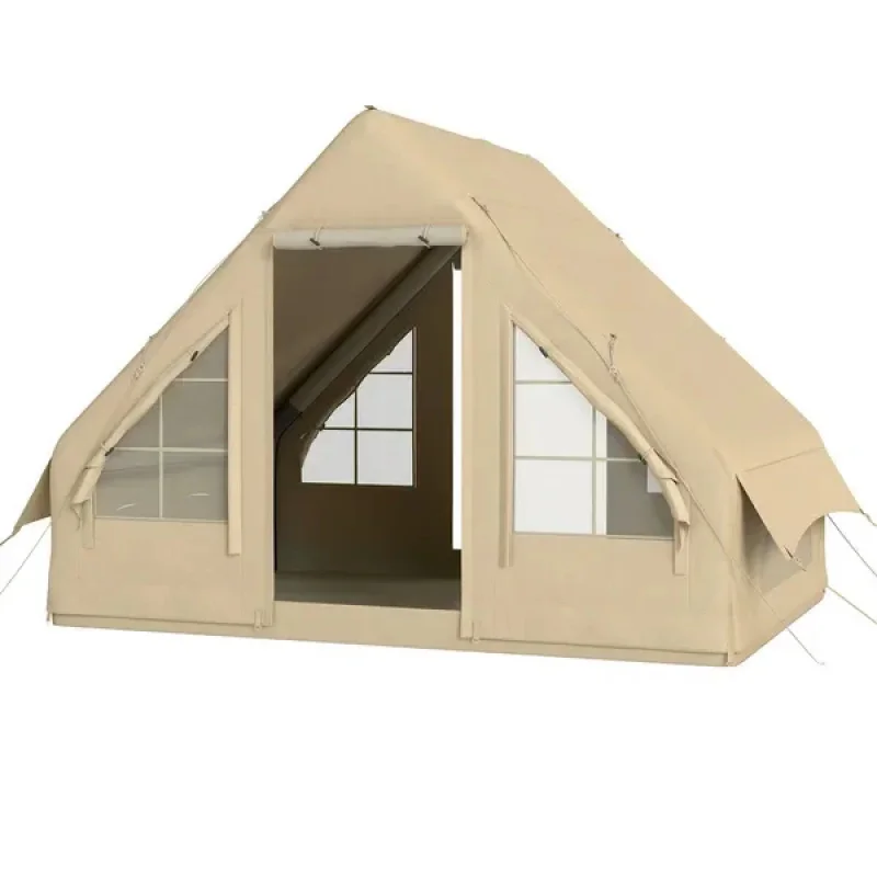 

High Quality Inflatable Camping Tent 4 Season Windproof Waterproof Outdoor Shelter With Hand Pump & Mesh Doors