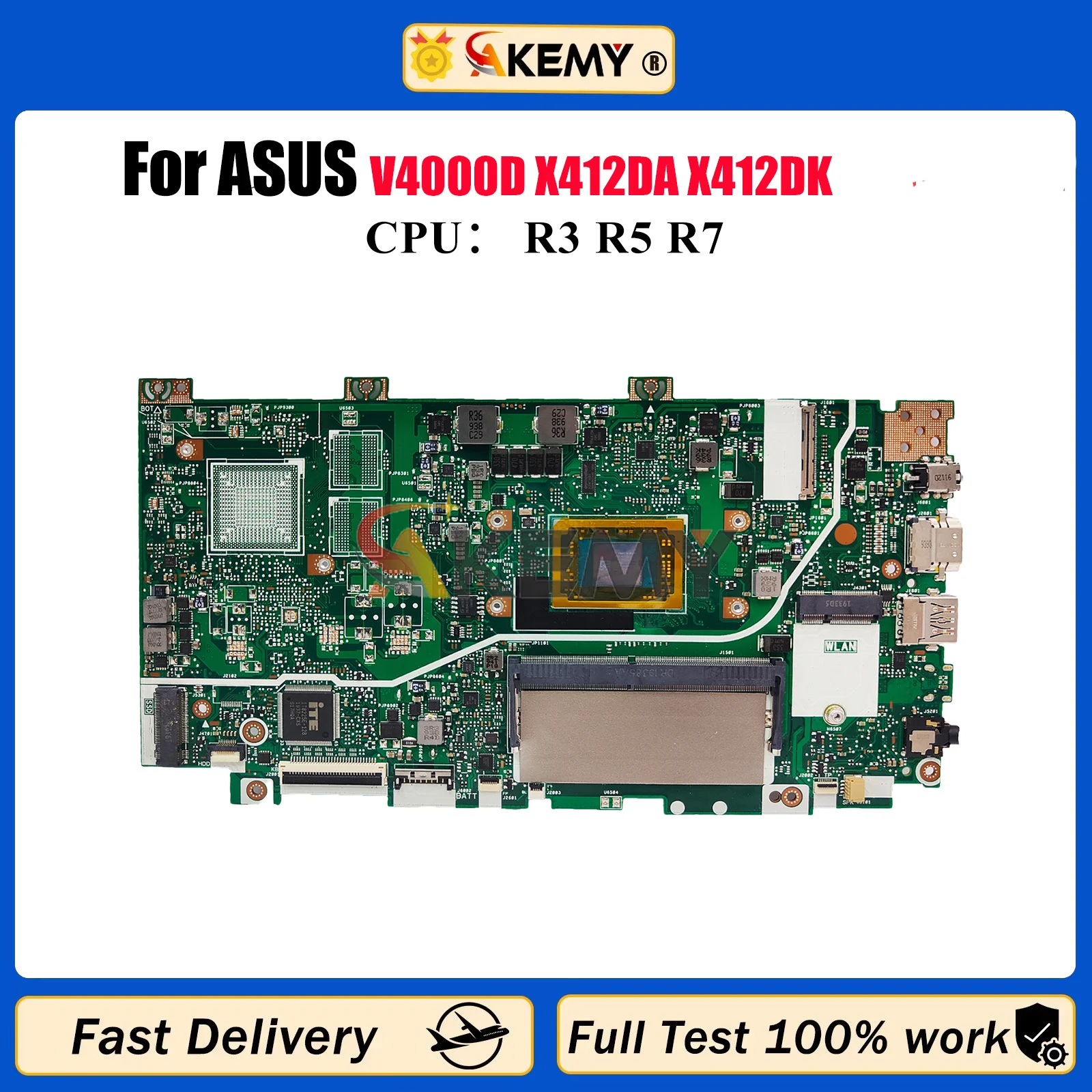 

X412DK Laptop Motherboard For ASUS VivoBook X412D V4000d X412DA X412DK Notebook Mainboard With R3 R5 R7 CPU 100% tests OK stk