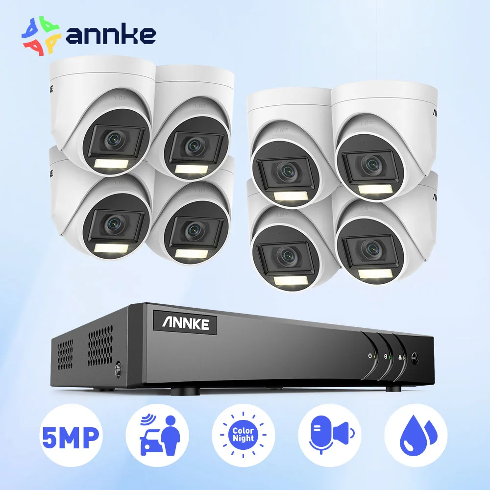 ANNKE 8CH 5MP Lite HD Video Security Camera System 5IN1 H.265+ DVR With 8X 5MP Dome Home CCTV Surveillance Cameras