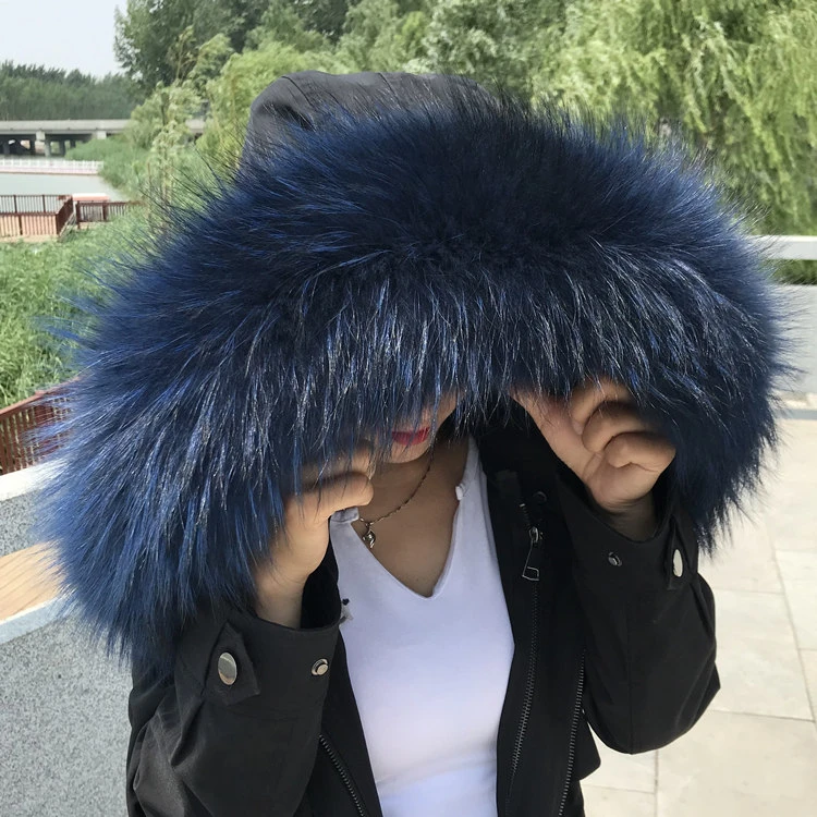 الشتاء 100% ريال الراكون الفراء طوق المرأة شال فرو طبيعي دفئا حلقة امرأة الأوشحة الفاخرة الفراء تقليم ل هود وشاح