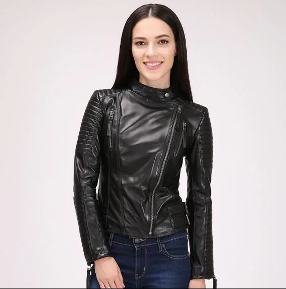 shipping,women's 100% sheepskin Free jacket.spring woman genuine leather jackets.fashion slim coat.plus size motor clothes