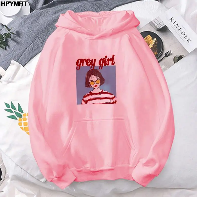 

2022 Spring Autumn and Winter Street Fashion Beauty Hooded Tops cute girl printed loose comfortable Ladys girl Casual Sweatshirt