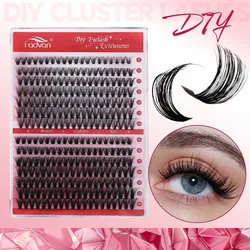 FADVAN Lashes 14 Row 30D+40D Cluster Lashes Upper Lower 0.07 D Mix10-16 Segmented Extens ion DIY