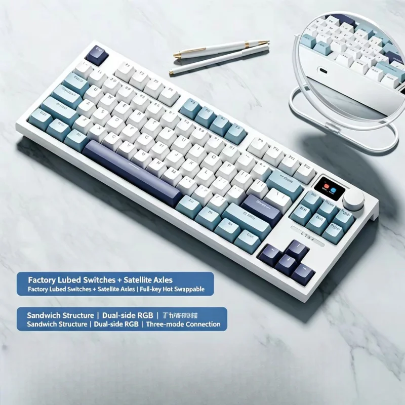 The New Hot-Selling EPOMAKER x AULA F75 75% ANSI Hot-Swappable Washer Bluetooth 5.0/2.4G Wireless/wired Mechanical Keyboard PBT