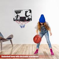 Portable Basketball Hoop Indoor Electronic Hoop With Led Lighting Wall Mounted Shatter Proof Backboard Mini Basketball Toys For