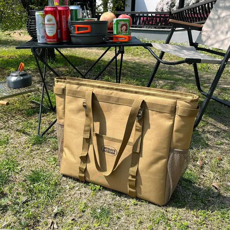 Folding Picnic Camping Lunch Bags Insulated Cooler Bag Cool Hamper Outdoor Portable Storage Basket Bag Box For Beach Travel Car