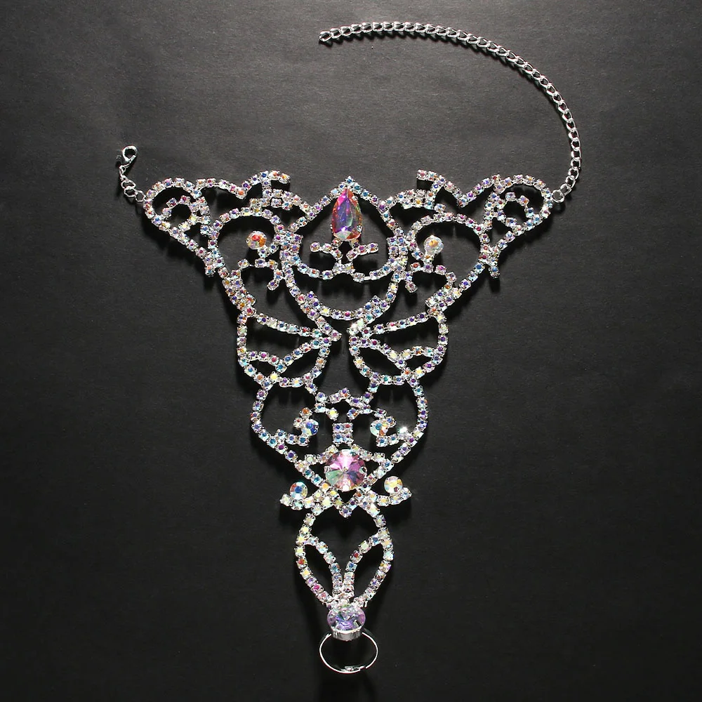 خلخال كريستال ملون للنساء ، مجوهرات بوهو للرقص الشرقي ، سلسلة إسورة قدم رائعة ، حجر الراين المجوف ، حفلة ، قاعة رقص