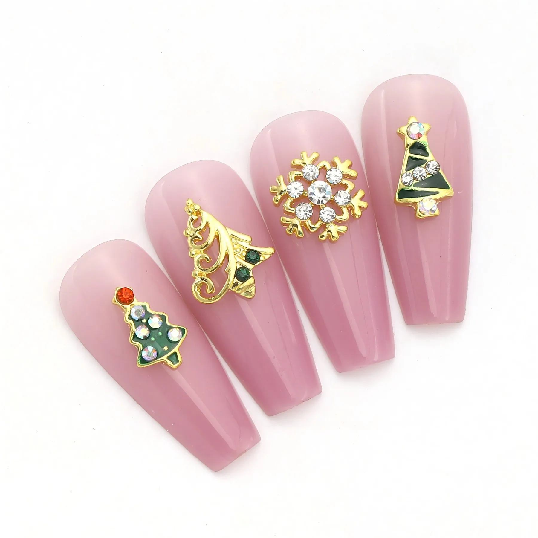 ชาร์มตกแต่งเล็บลายคริสต์มาส 3 มิติ ลายเกล็ดหิมะและต้นคริสต์มาส จำนวน 10 ชิ้น ประดับด้วยคริสตัลวิบวับ สำหรับตกแต่งเล็บ DIY