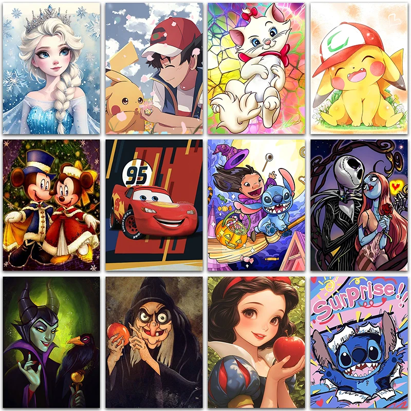 

Pokemon Disney Diamond Painting Pikachu stitch Home decor Mickey Mouse Cars Art Full Square&Round mosaic embroidery Cross stitch