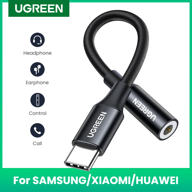 UGREEN USB Type C to 3.5 jack Earphone USB C Adapter USB C to 3.5 Aux Cable For Xiaomi Mi11 Oneplus 9 Pro HUAWEI Mate 20 P30 Pro