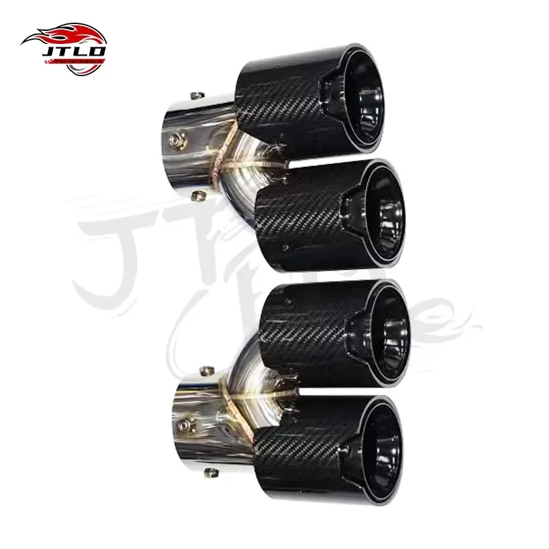 Professional Carbon Fiber Exhaust Tip Quad H-Type Slanted Outlet M3 Style Straight Edge Stainless Steel for BMW
