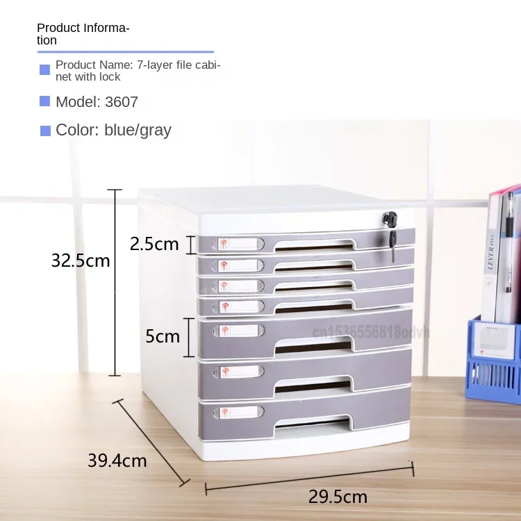 Lockable Desktop File Cabinet, Two-Layer Multi-Drawer Storage Box, Thick Office Document Organizer, Secure Desk Accessory