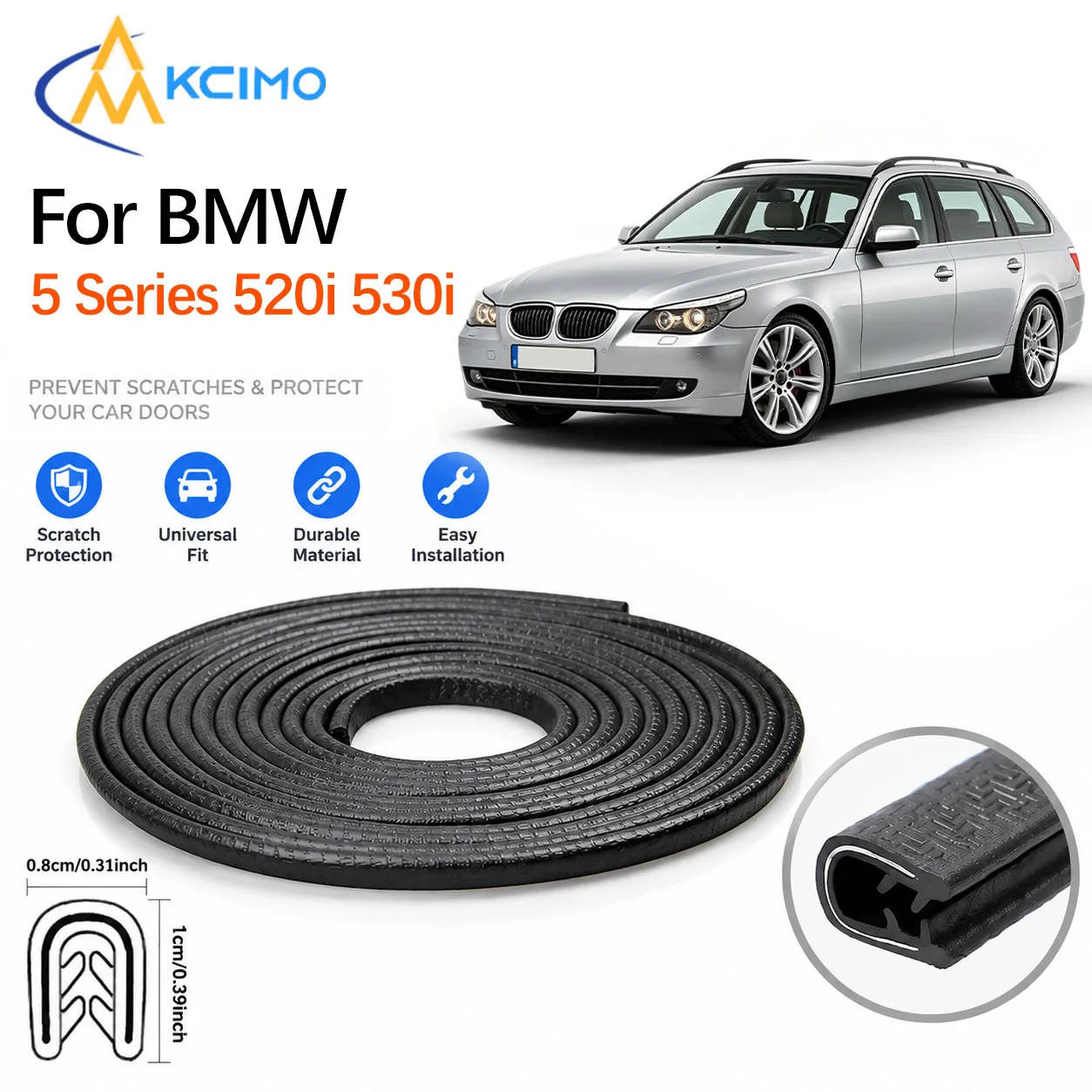 Car Door Edge Anti Scratch Guard For BMW 5 Series 520i  530i E61 2003-2010 PVC Seal Strip With Built‑in Steel Sheet