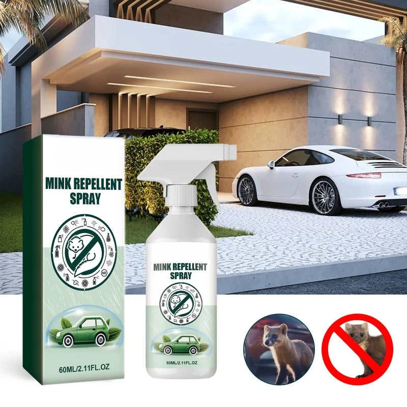 

60ml Prevents Mink Spray Automobile Engine Household Warehouse Barn Garden Weasel Repel Spray Spray for Animal Repelling，1pcs