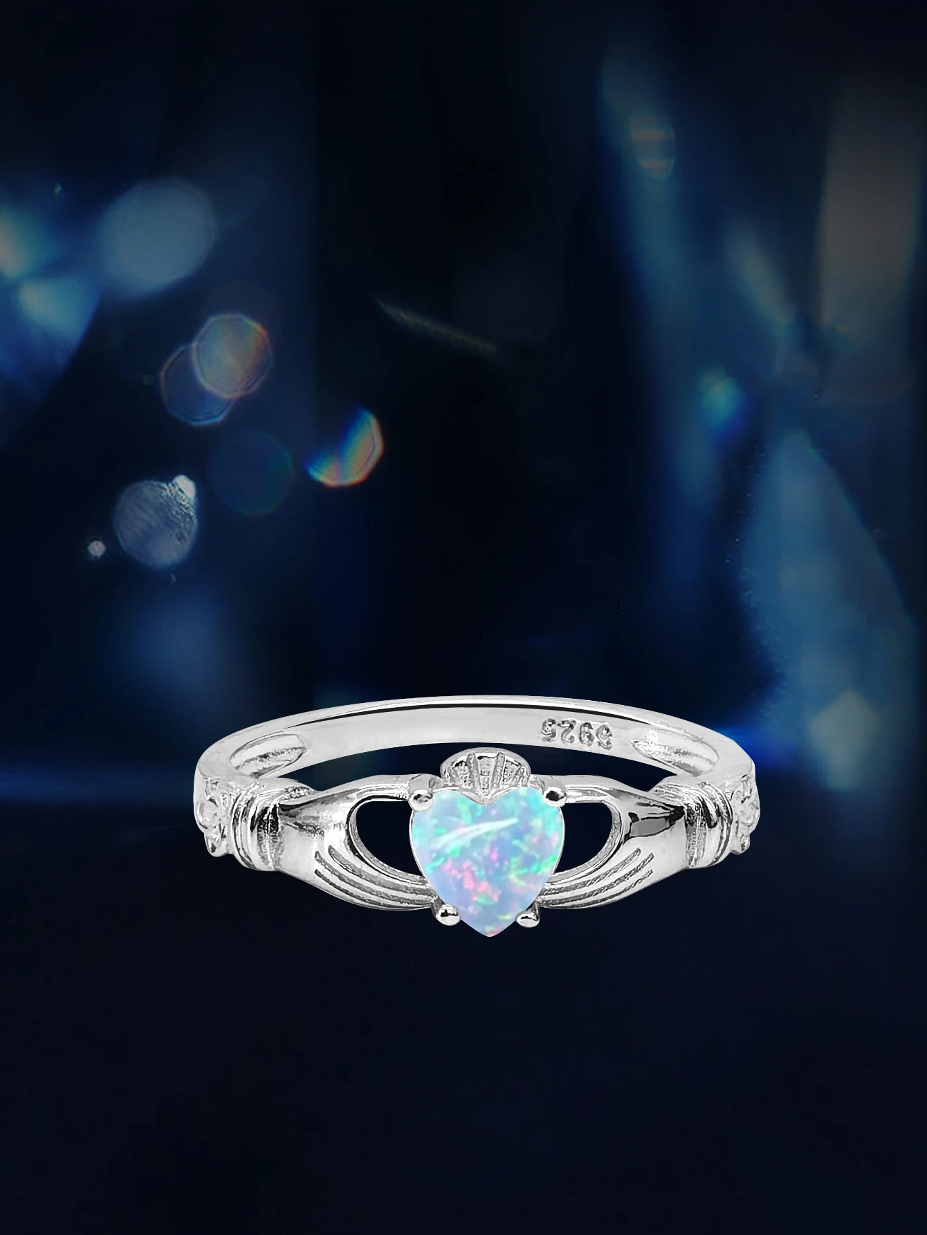 

Fashion Jewelry Opal Ring 5mm Heart Rings for Women 925 Sterling Silver Ring Birthday Gift Engagement Fine Jewelry