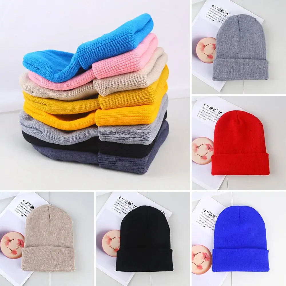 

Casual Thickened Winter Hats Keep Warm Ear Protection Beanie Caps Outdoor Solid Cute Knitted Hat for Men Women