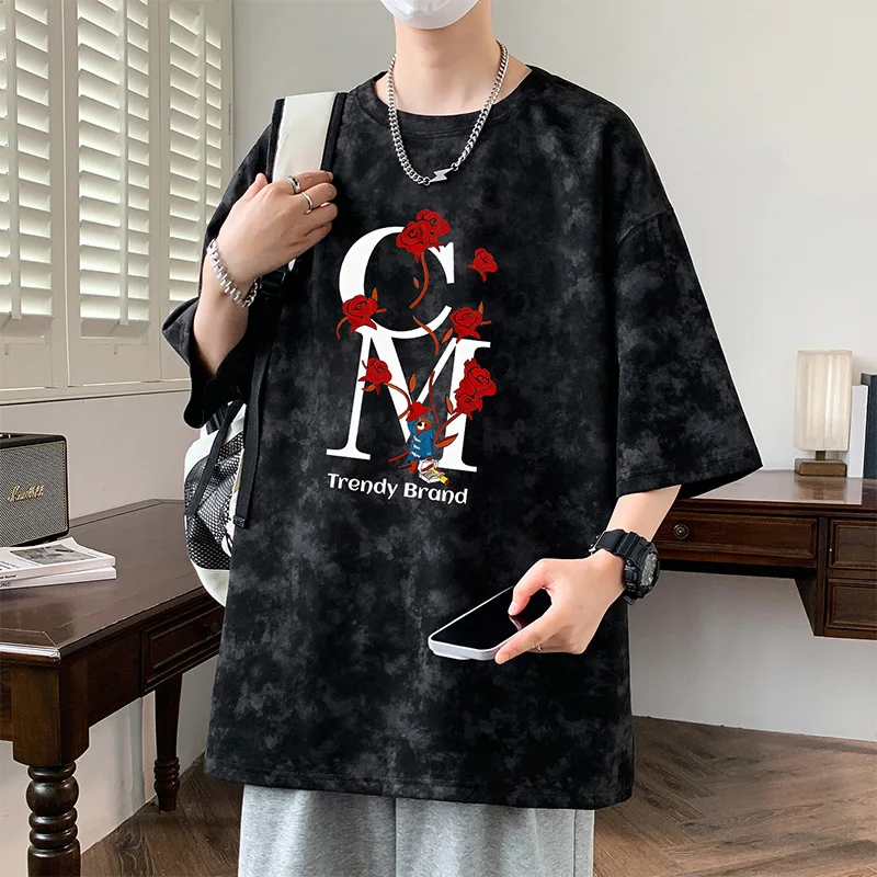 

Мужская модная универсальная удобная футболка с круглым вырезом, модный спортивный повседневный топ с принтом для активного отдыха, походов и альпинизма