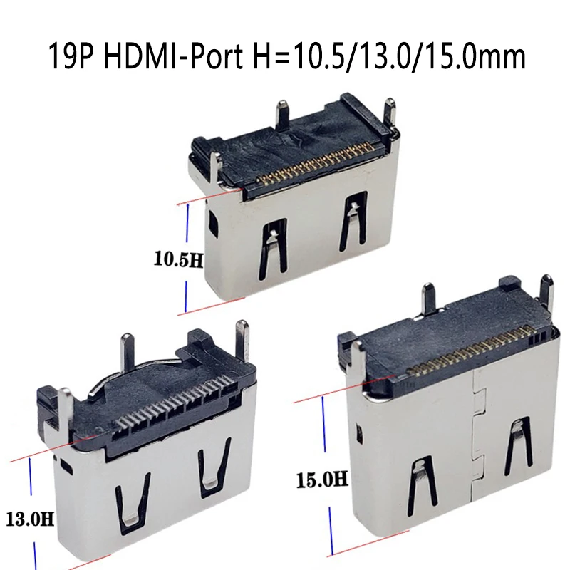 2pcs HDMI-Port Jack Plug Connector 19PIN 19P Vertical SMT SMD 180 Degree HD 19 PIN HDMI-compatible Socket Female PCB Receptacle