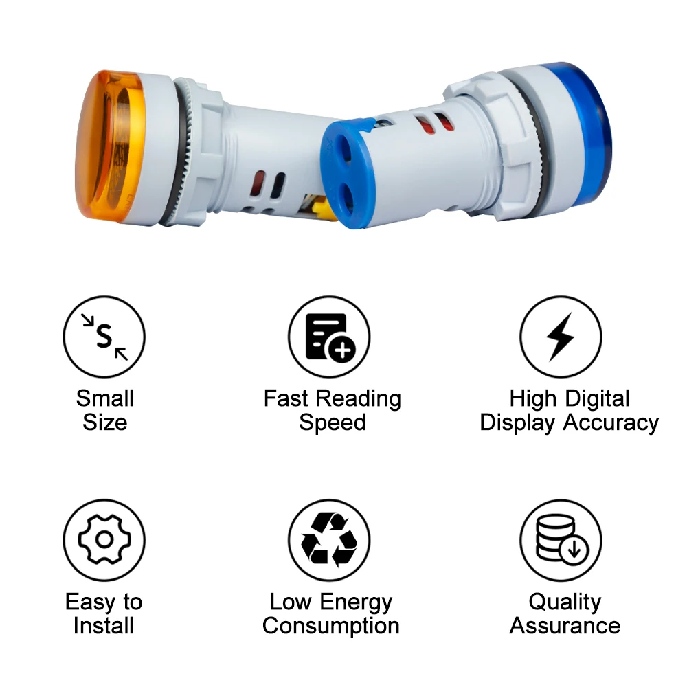 EARU 22MM Rundes LED-Digital-Voltmeter-Amperemeter AC 20-500V 0-100A Signal-Pilotleuchten Spannungs-Strom-Messgerät Tester – Detail 3