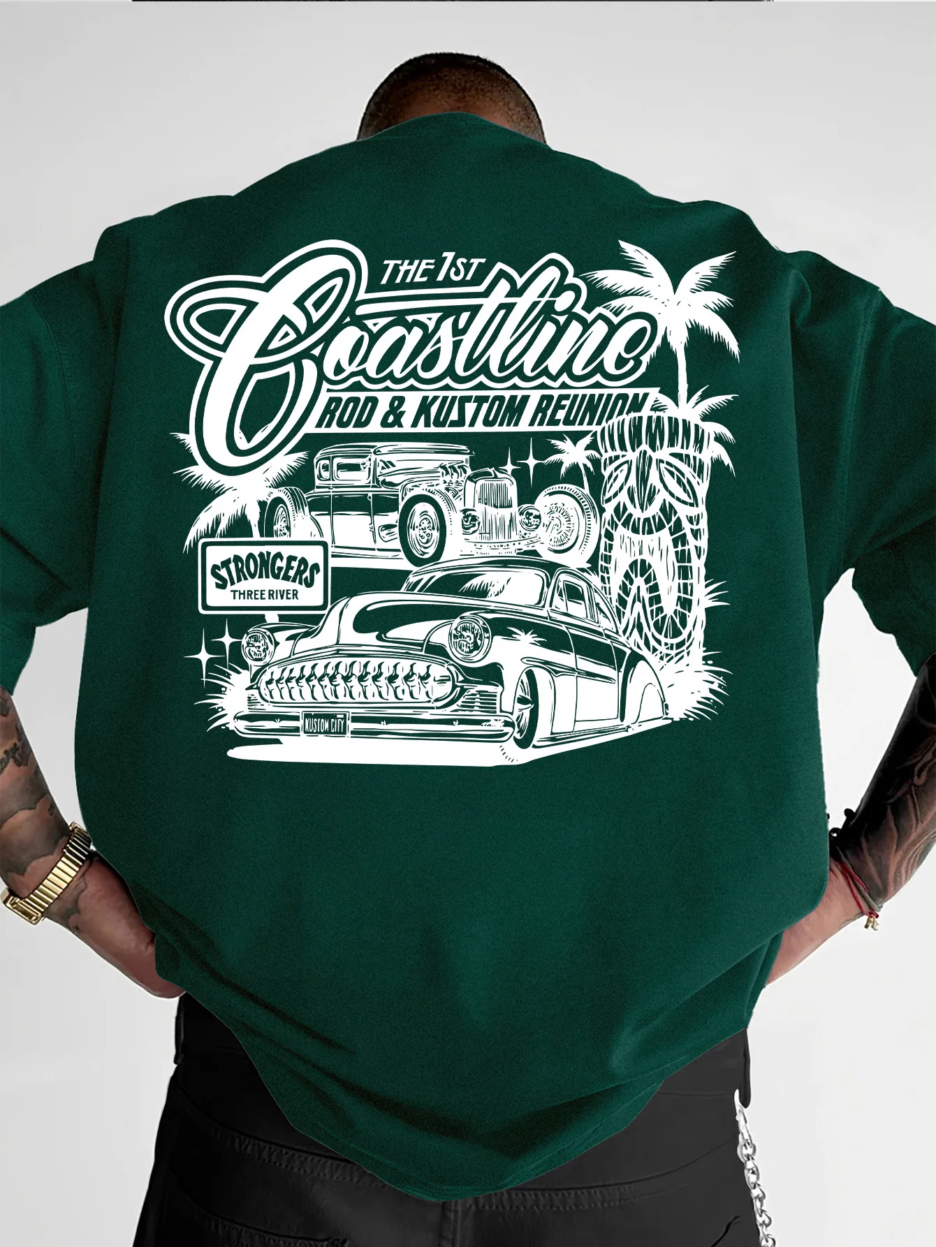 Coastline Rod and Kustom Reunion Hot Rod Graphic Tee for Men Made of 100% Cotton Perfect for Summer Streetwear