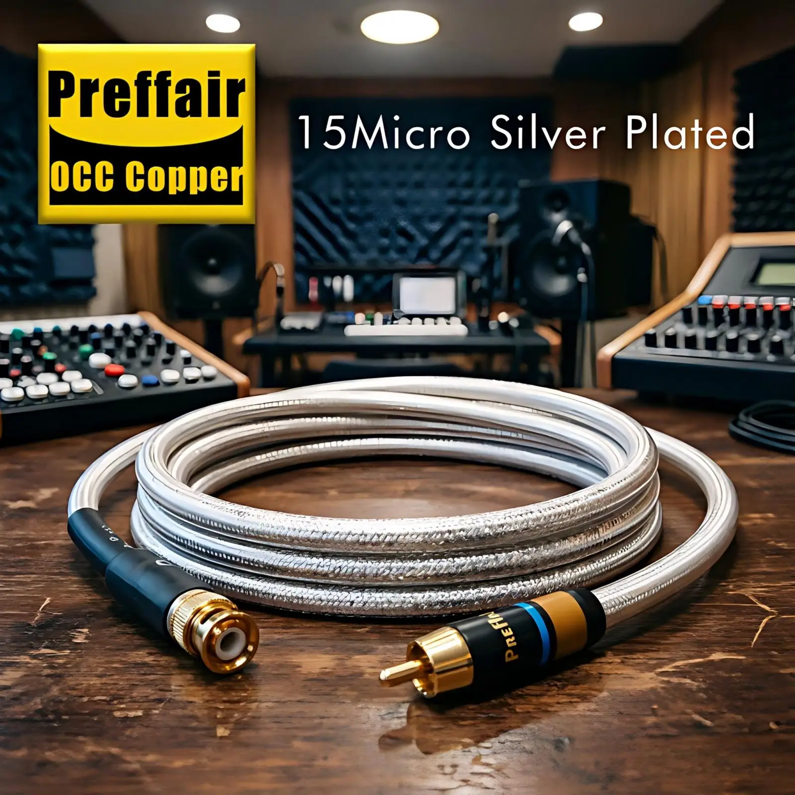 Preffair 75ohm Coaxial Cable 0CC Copper BNC Male to RCA Male Braided Shielding/Gold Plated Rca Plug Hifi OCC Copper Silver Plate