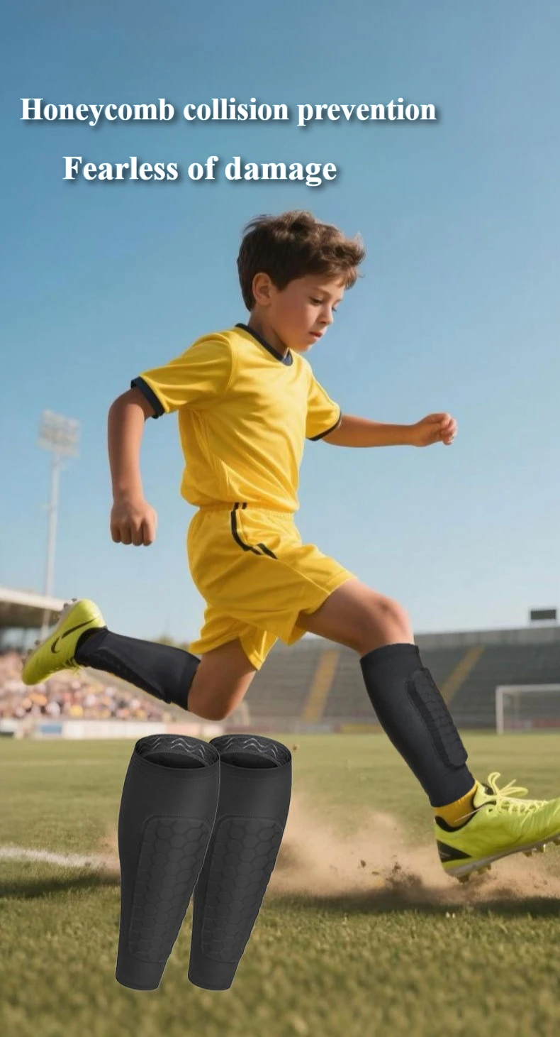 Honeycomb Leg Socks for Youth Football Anti collision EVA Anti slip Breathable Basketball Riding Leg Protection Equipment