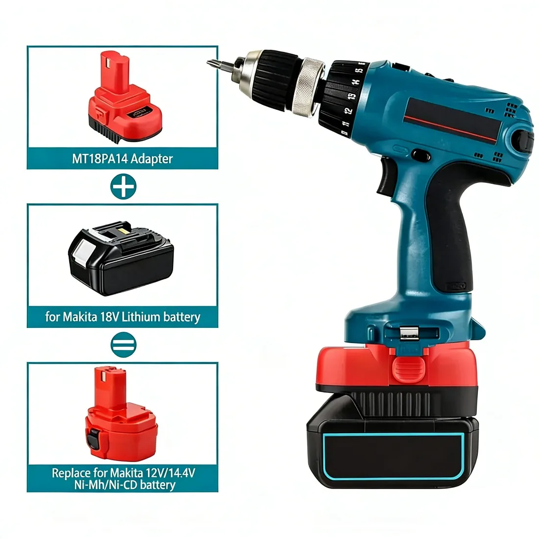 

Конвертер для аккумуляторов Makita 18V в 14.4V, адаптер для литий-ионных аккумуляторов Makita 18V для инструментов Makita 12V 14.4V NI-MH, для дрелей и электроинструментов.