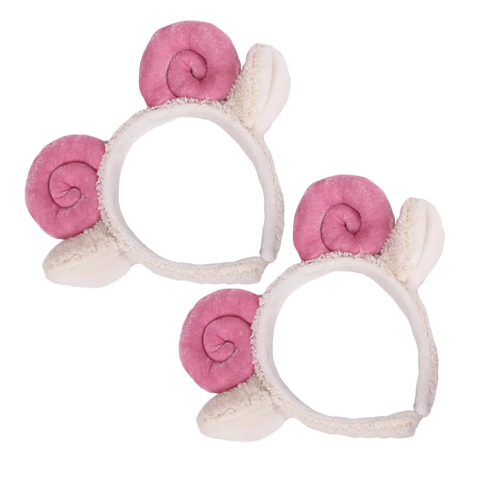 2 Pcs Croissant Headband Ear Animal Lamb Animals Cosplay Hair Hoops Sheep Horn Clean Women's