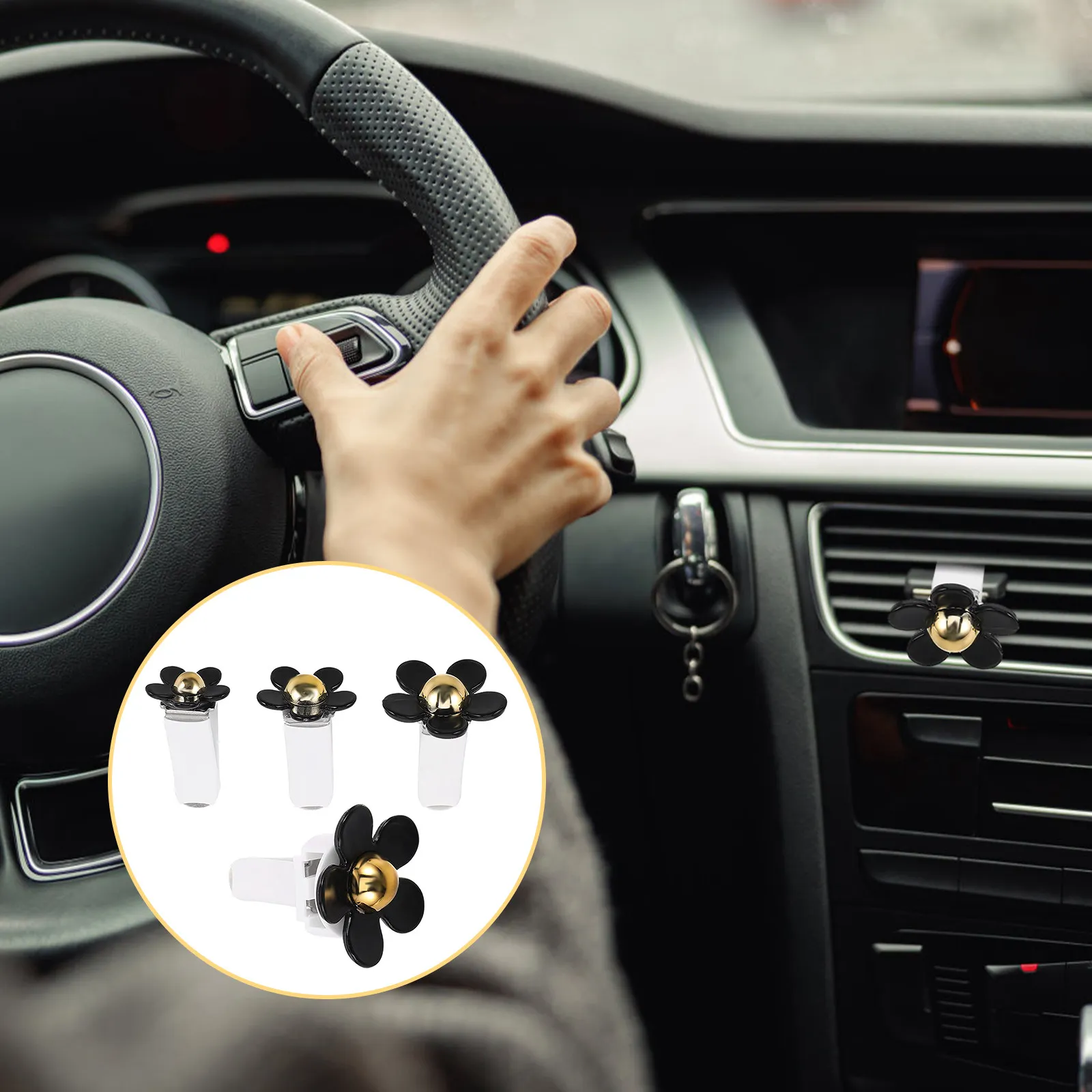 4Pcs Daisy Car Air Freshener Vent Clip Cute Flower Scented Diffuser for Auto Interior Purification Decor Aesthetic Car Perfume
