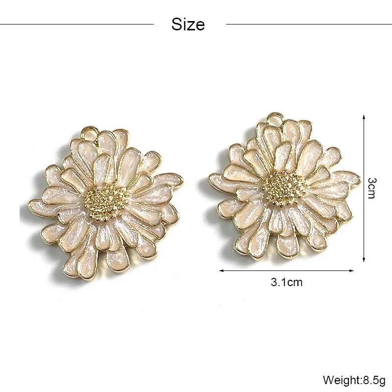 4pcs/Pack Enamel Magritte Flower Alloy Earring Charms Fashion Flower Crafts Pendant For Necklace Keychains Diy Jewelry Make