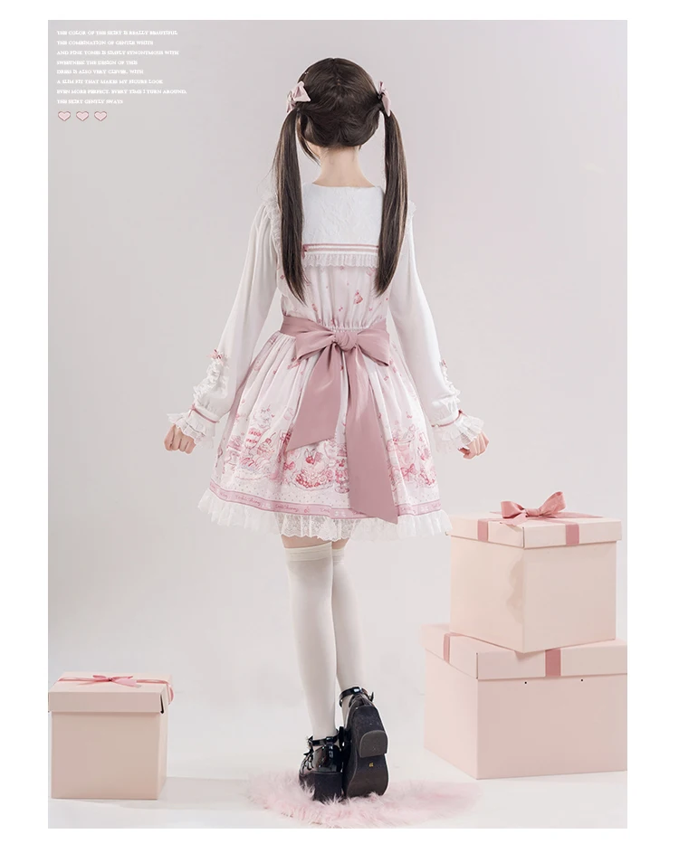 Abito a maniche lunghe OP con stampa dolce dessert Abito in stile giapponese prodotto in serie Donna Primavera Autunno Cardigan rosa 2025 Nuovo